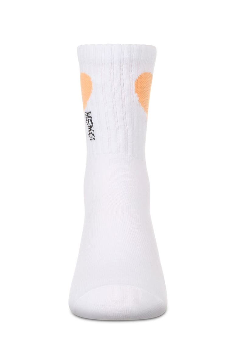 MeMoi Single Heart Logo Crew Socks, Alternate, color, White