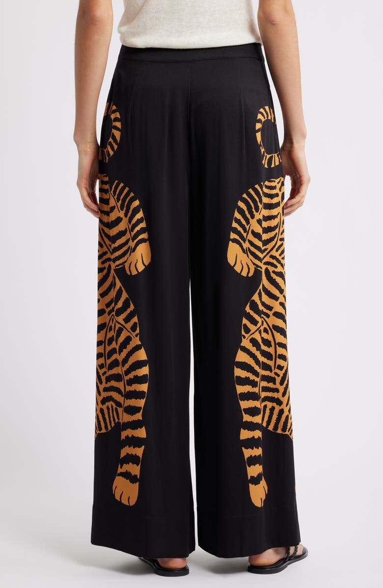 FARM Rio Black Tiger Wide Leg Pants, Alternate, color, Black