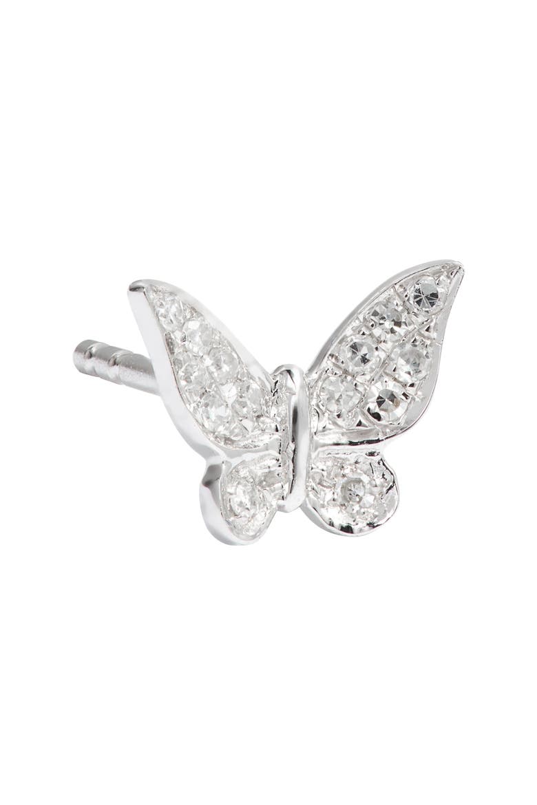 Butterfly Diamond Stud Earrings, Alternate, color, WHITE