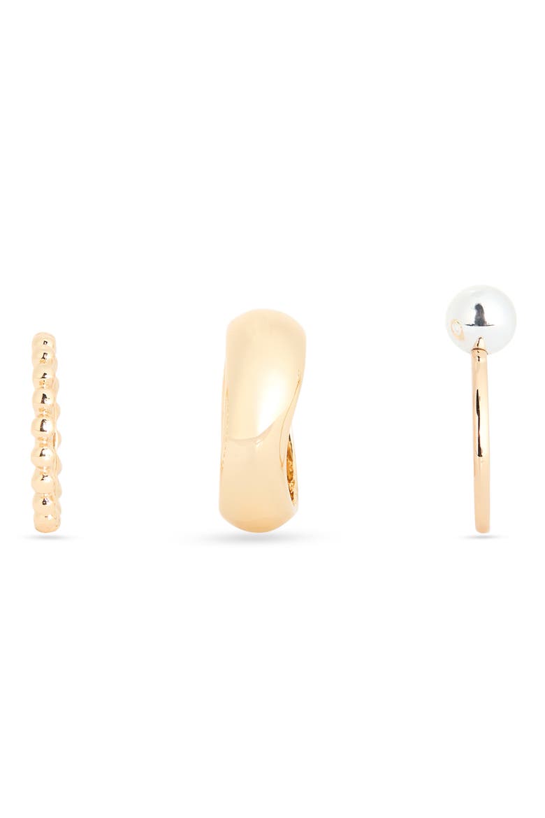 Set of 3 Rings, Alternate, color, GOLD- SILVER