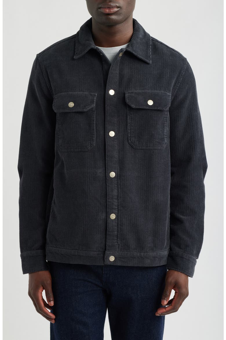 Corduroy Snap-Up Shirt, Alternate, color, PHANTOM