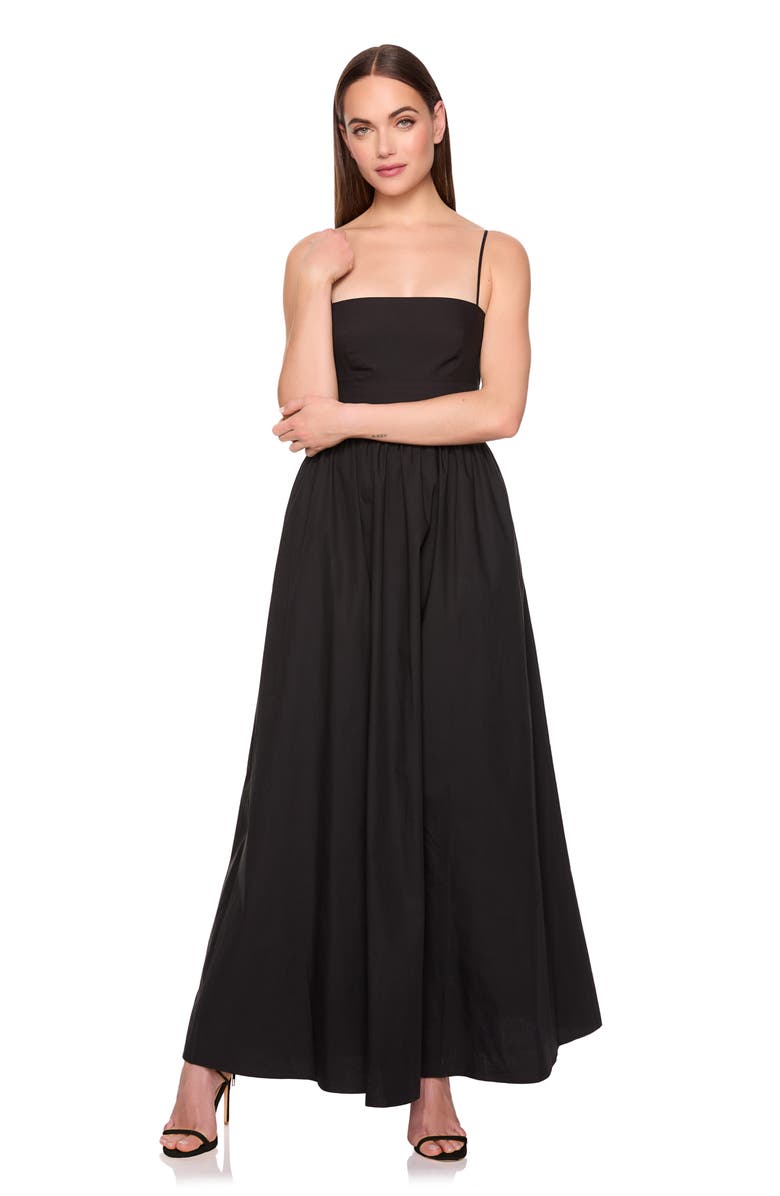 Susana Monaco Open Back Cotton Poplin Maxi Dress, Alternate, color, Black