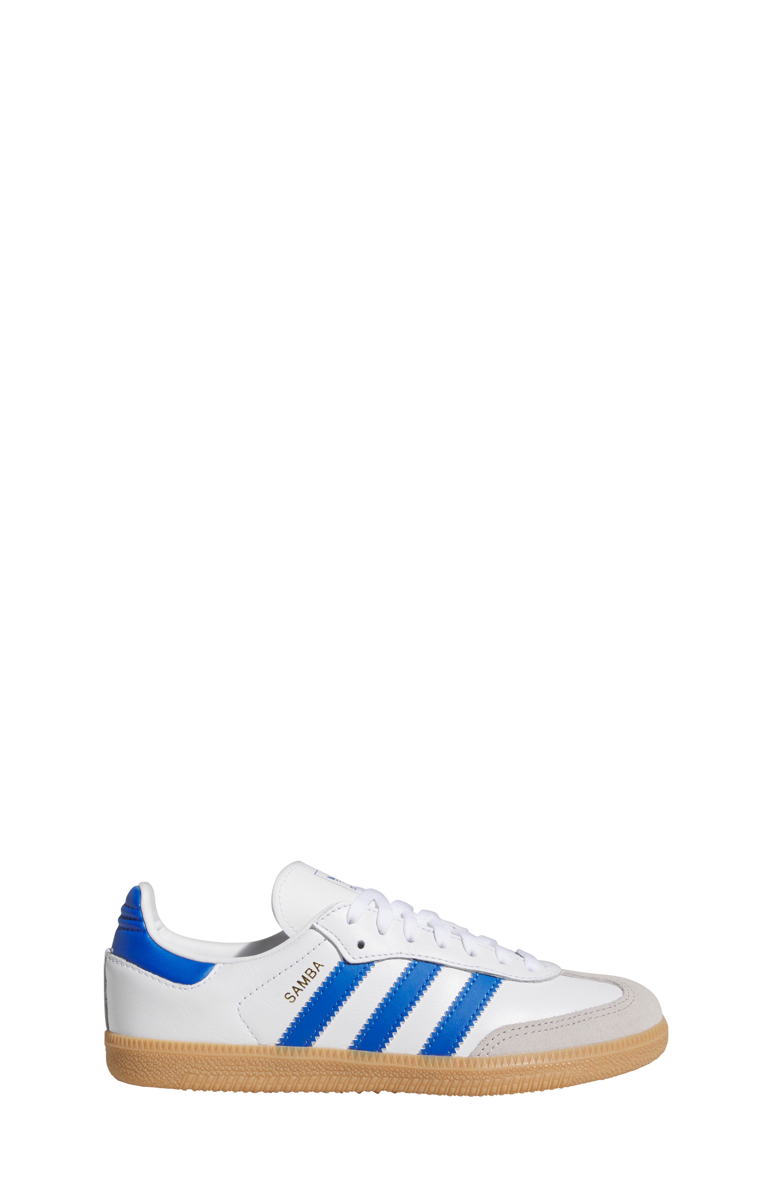 adidas Kids' Samba OG Sneaker, Alternate, color, White/ Blue/ Gum