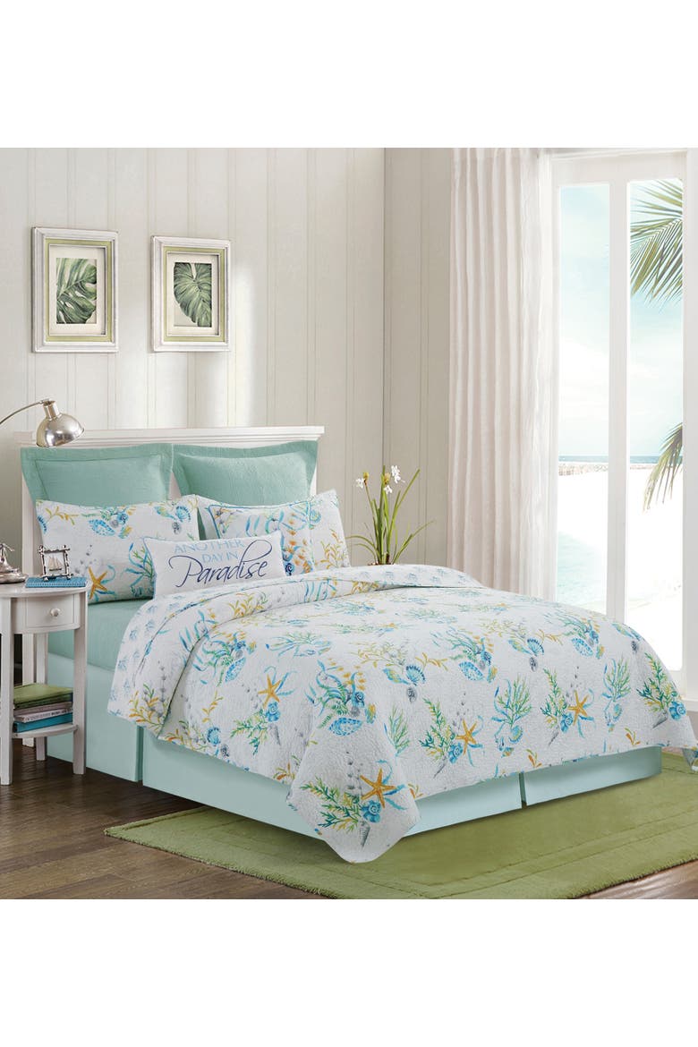 Marlowe Sound Coastal Beach Cotton Quilt Set  - Reversible and Machine Washable, Main, color, White