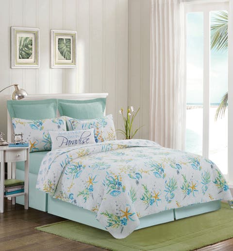 Marlowe Sound Coastal Beach Cotton Quilt Set  - Reversible and Machine Washable