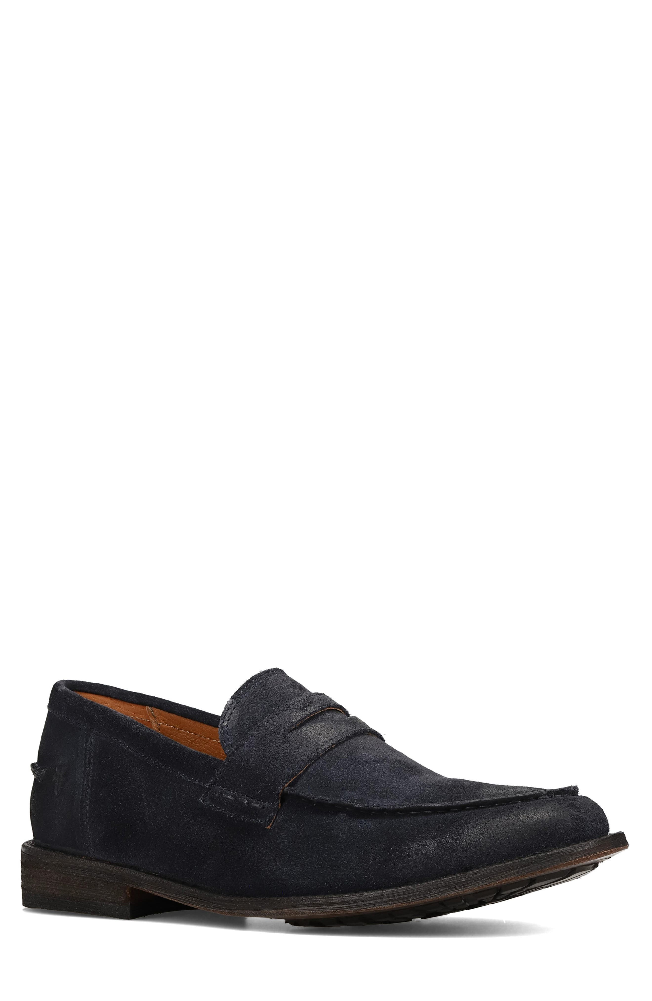 Frye Tyler Flex Leather Penny Loafer, Main, color, Midnight