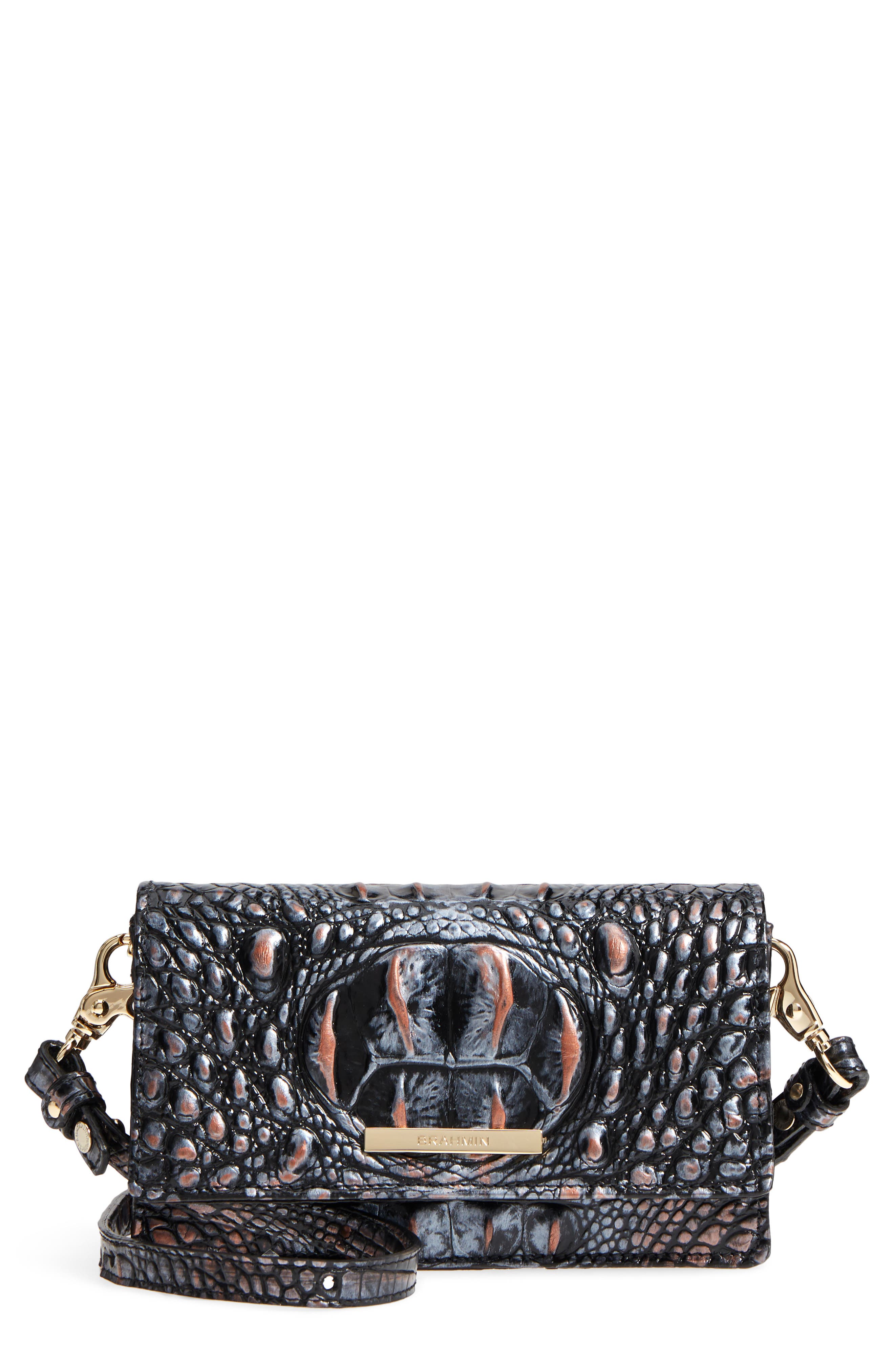 Brahmin Nadia Croc Embossed Leather Crossbody Bag, Main, color, 