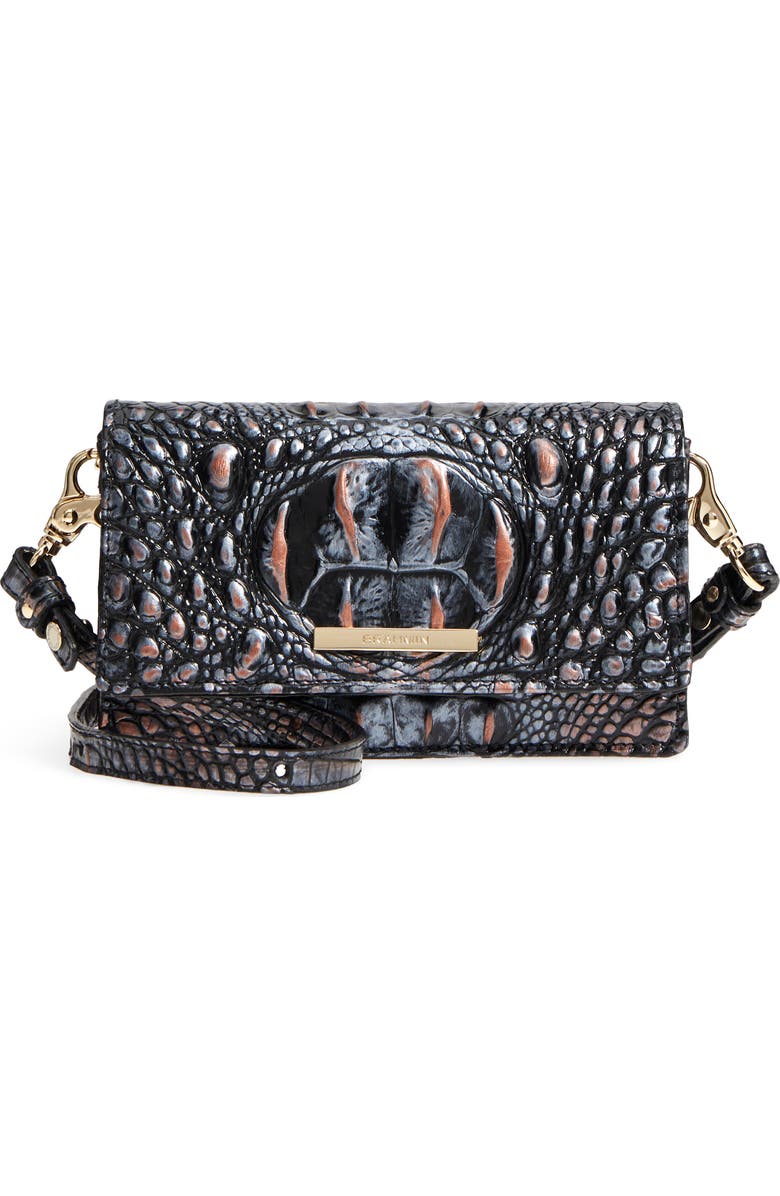 Brahmin Nadia Croc Embossed Leather Crossbody Bag, Main, color,