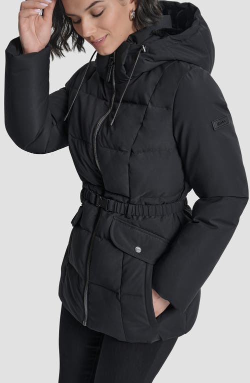 Dkny Water Resistant Box Quilted Puffer Coat In Black
