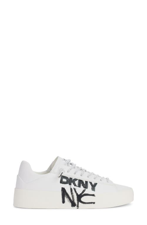 Dkny Ginali Logo Graffiti Sneaker In White/black