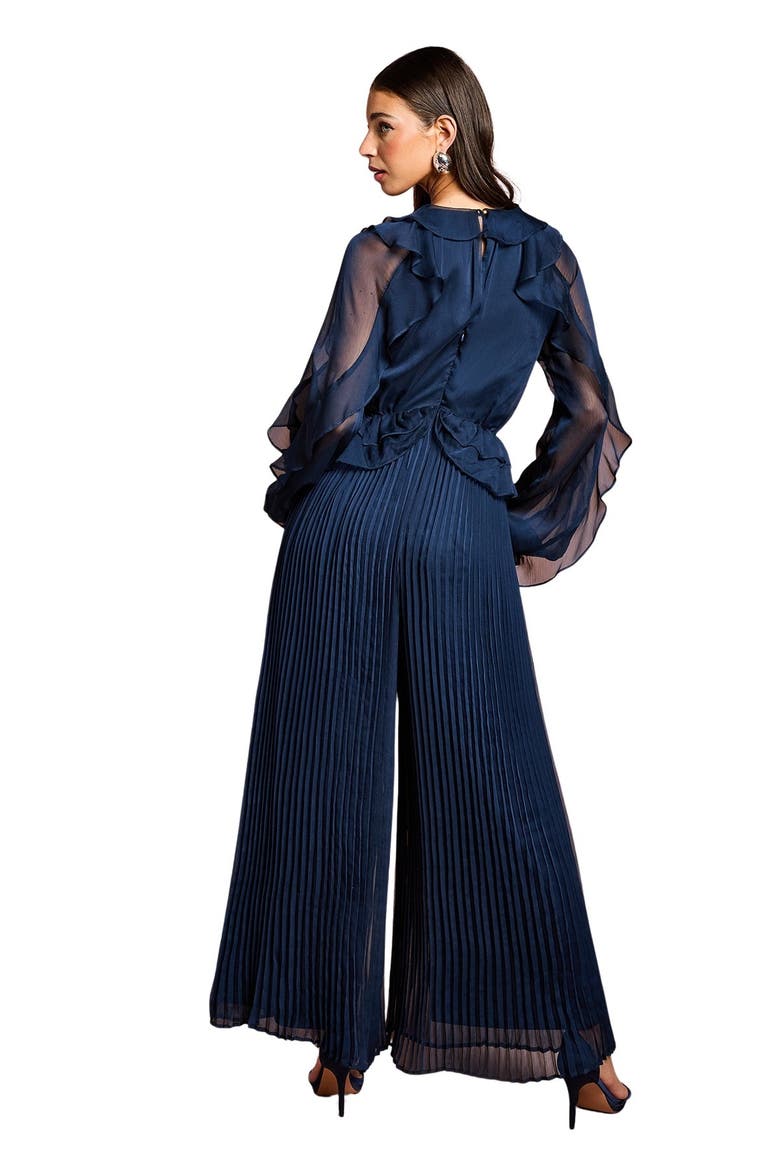 Soft Chiffon Frill Jumpsuit, Alternate, color, Navy