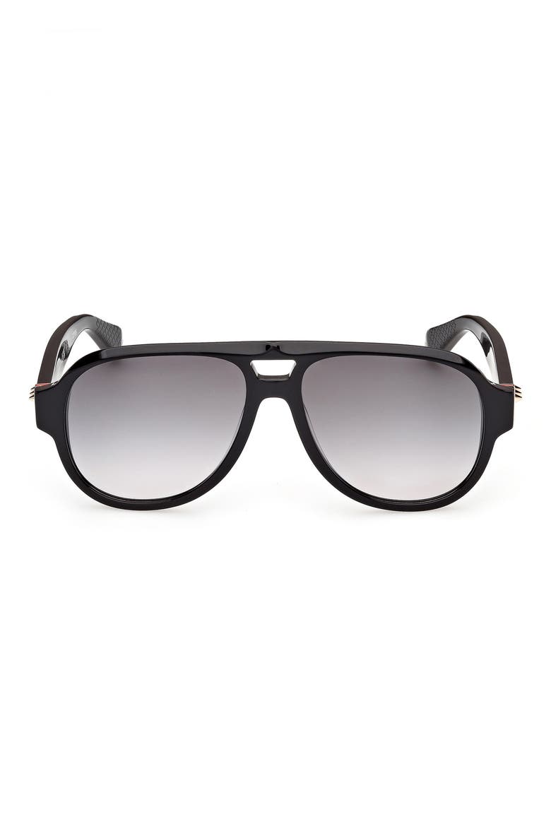 58mm Gradient Pilot Sunglasses, Main, color, BLACK / SMOKE ZEISS LENS