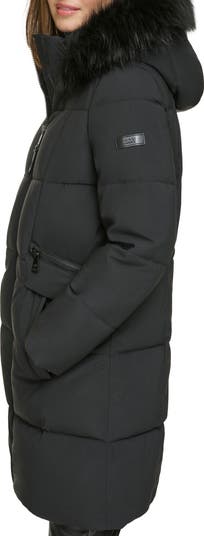 Jacke Dkny Wintermantel DKNY Puffer Jacket With Faux Fur Hood