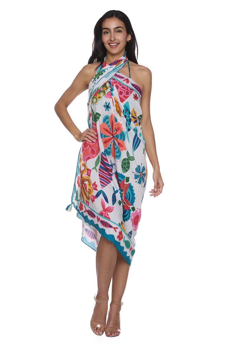 Pareo Convertible Midi Cover-Up Dress, Alternate, color, WHITE