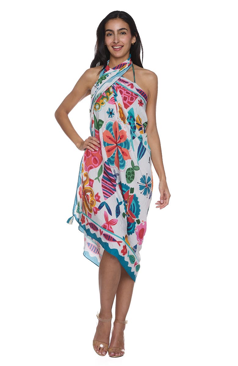 RANEES Pareo Convertible Midi Cover-Up Dress, Alternate, color, White