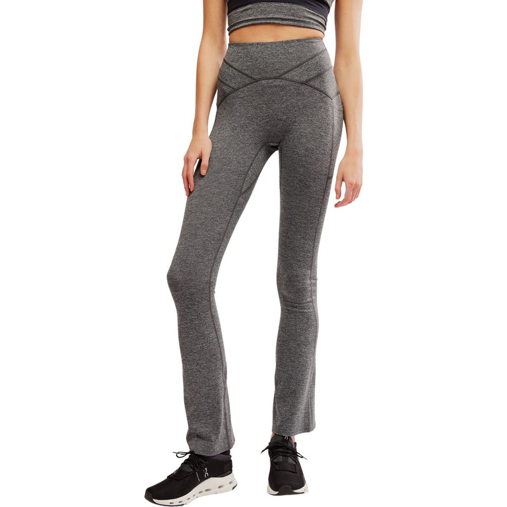 Free People Mountain Blazing Pocket Flare Leggings In Black Heather