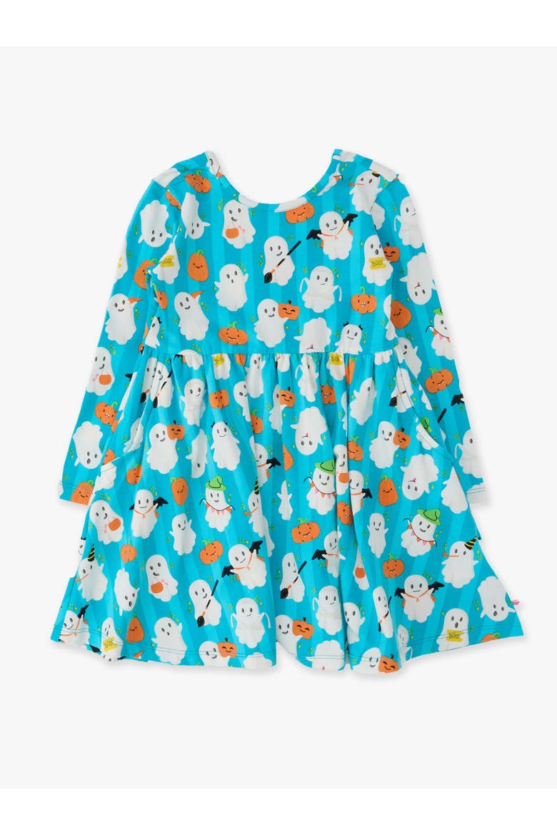 Knit Long Sleeve Twirl Dress (Little Kid)), Main, color, Boo Bash