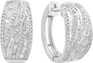 EFFY Sterling Silver Pavé Diamond Huggie Hoop Earrings