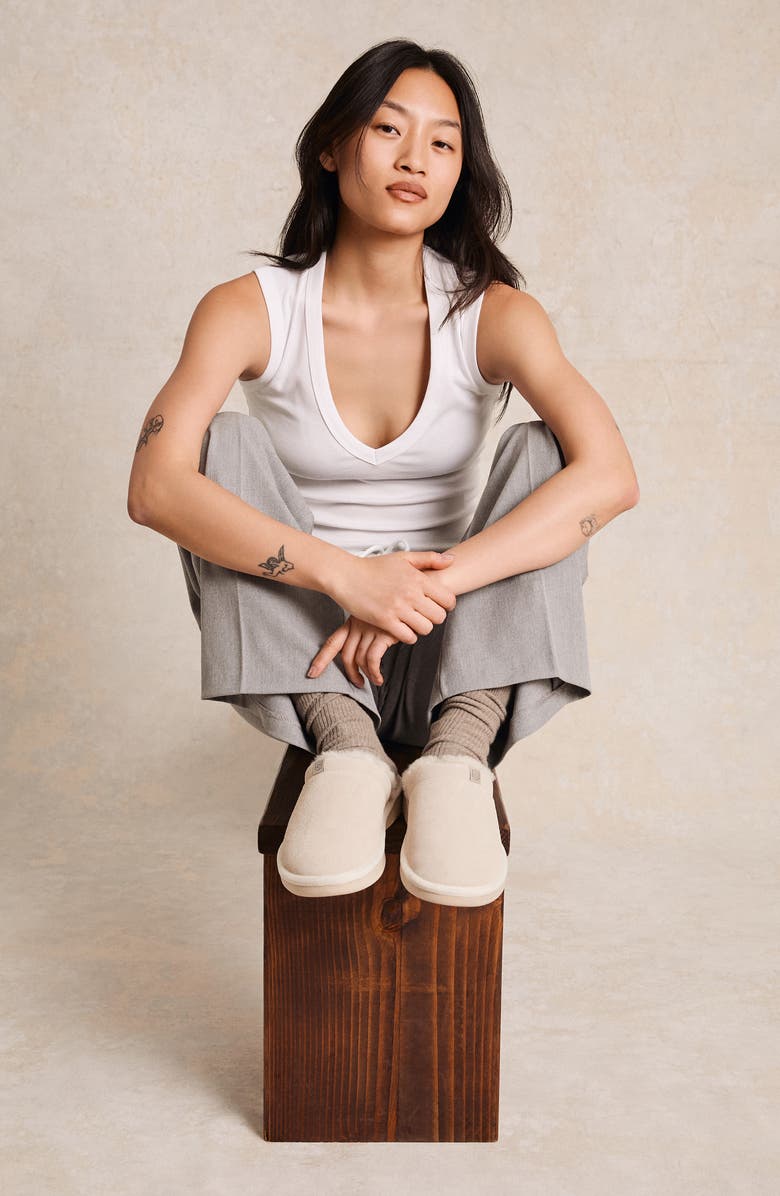 Brunch Gender Inclusive Essential Genuine Shearling Slipper, Alternate, color, Beige