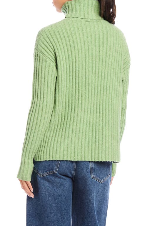 Shop Fifteen Twenty Claudia Rib Turtleneck Sweater In Sage