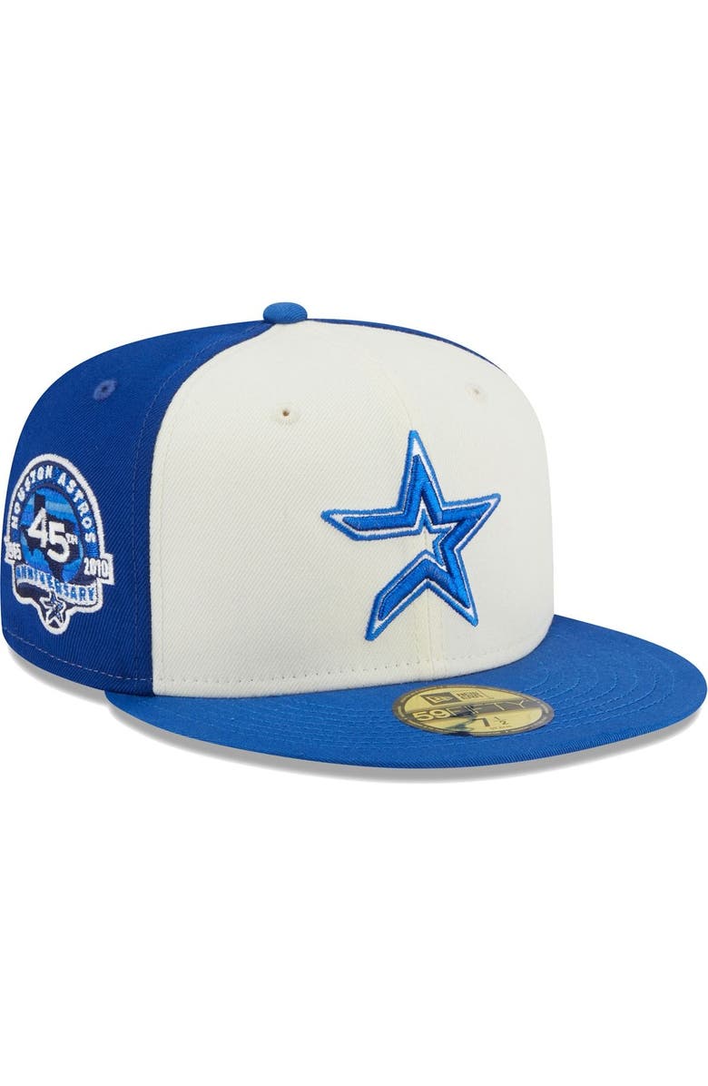 New Era Men's New Era Cream/Royal Houston Astros Chrome Anniversary 59FIFTY Fitted Hat, Main, color,