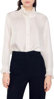SANDRO Silk shirt with gathered collar