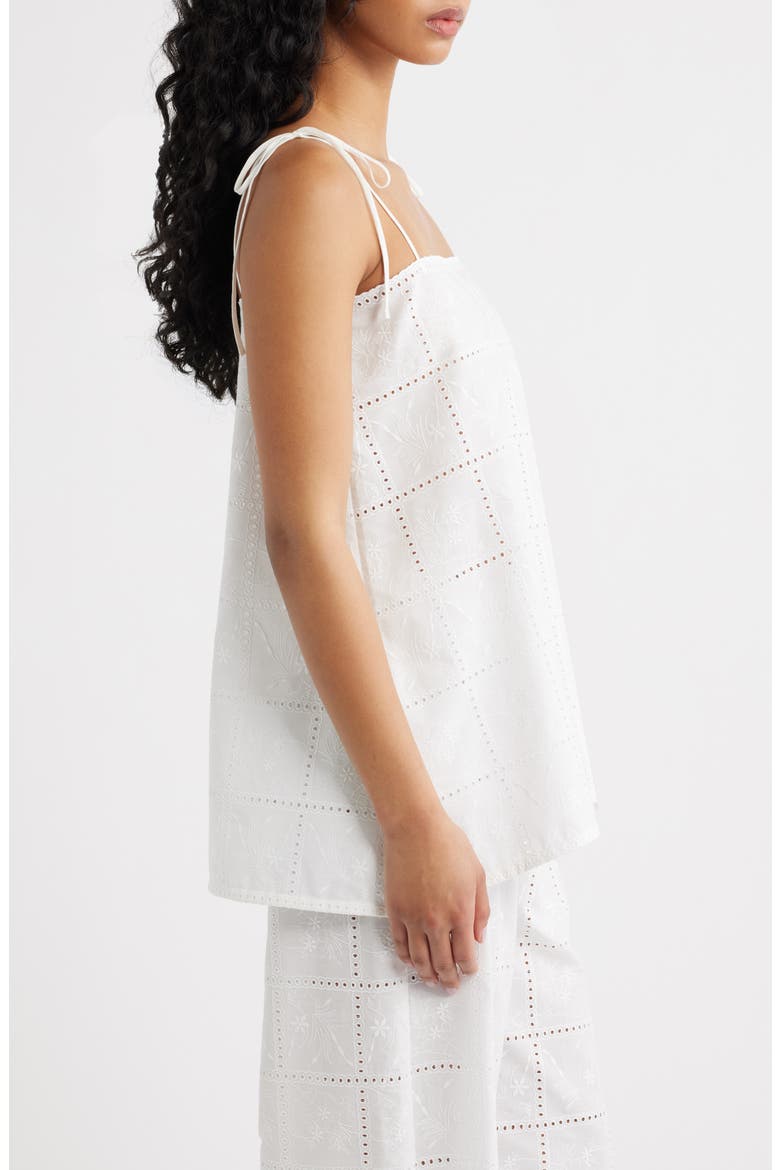 Mora Broderie Anglaise Tie Shoulder Top, Alternate, color, BRODERIE WHITE