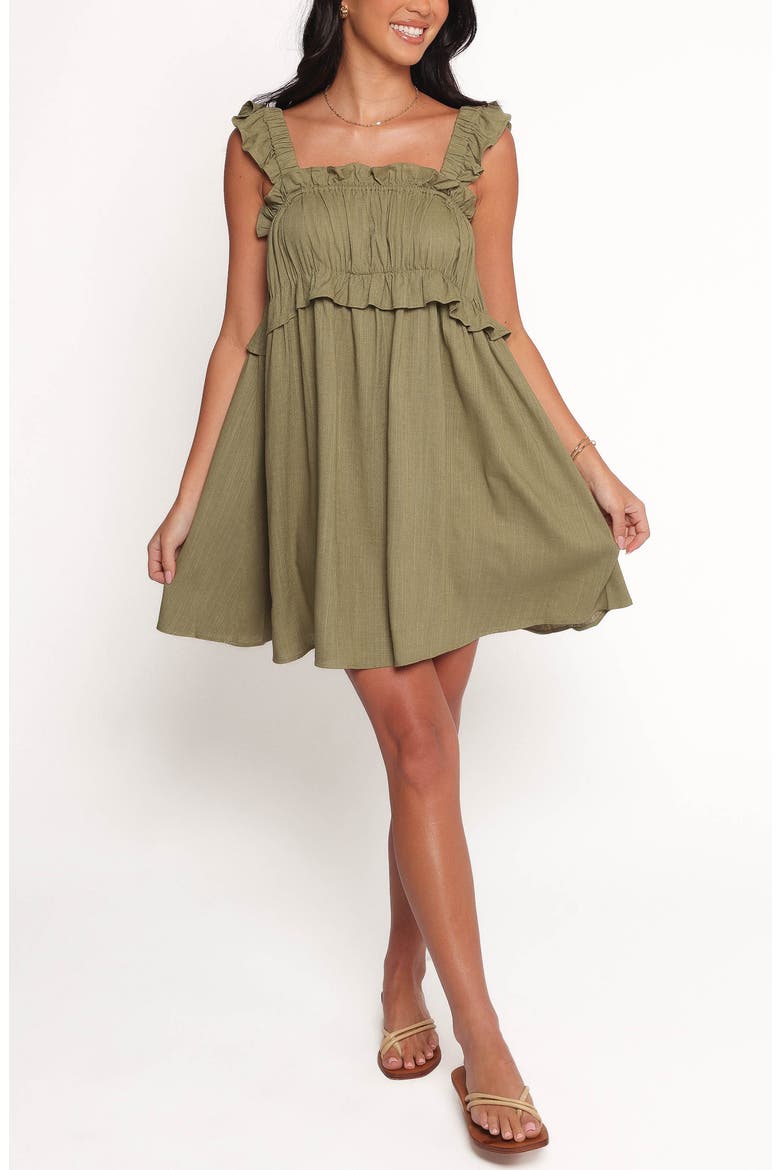 Orion Frill Strap Mini Sundress, Main, color, OLIVE