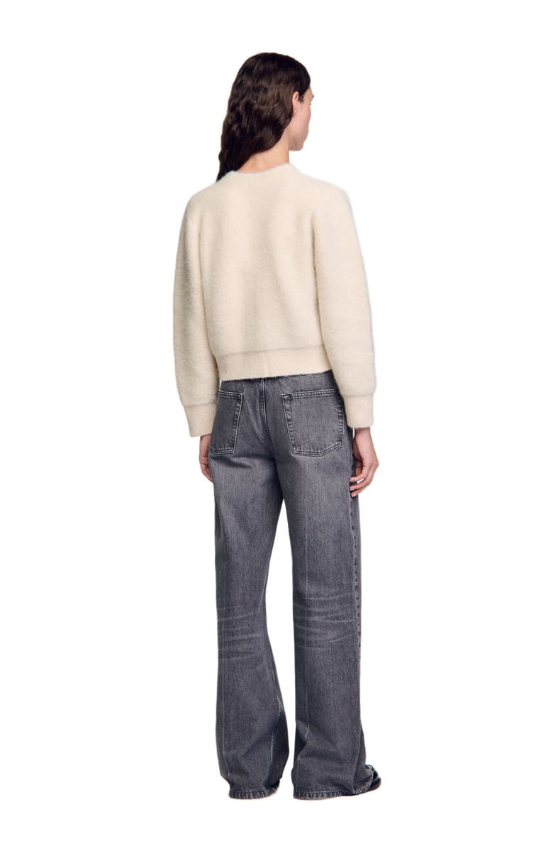 SANDRO Cropped fluffy knit cardigan, Alternate, color, 