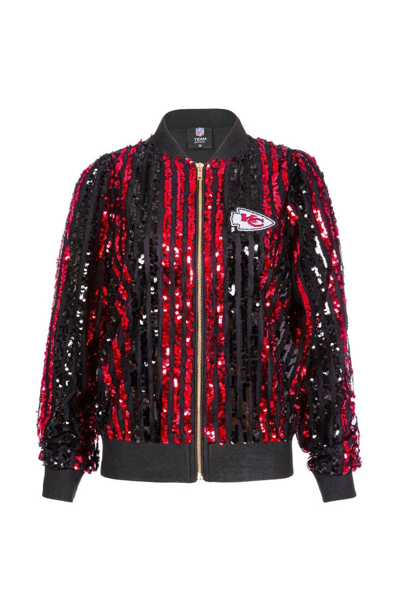 CUCE Women's Cuce  Red Kansas City Chiefs Slim Fit Sequin Striped Full-Zip Bomber Jacket, Alternate, color, 