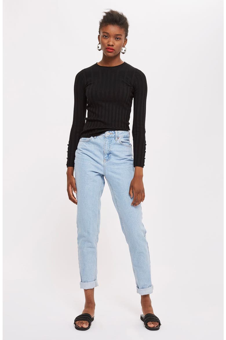 Popper Crew Sweater, Alternate, color, BLACK