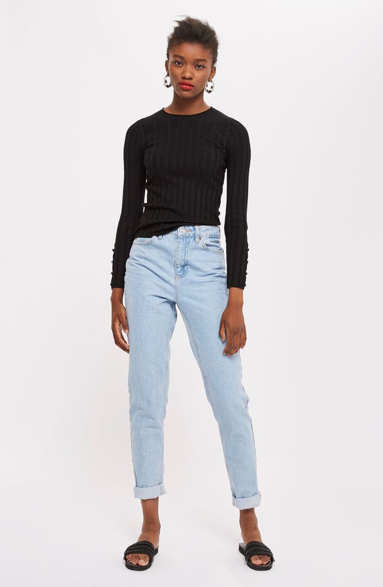 Topshop Popper Crew Sweater, Alternate, color, 