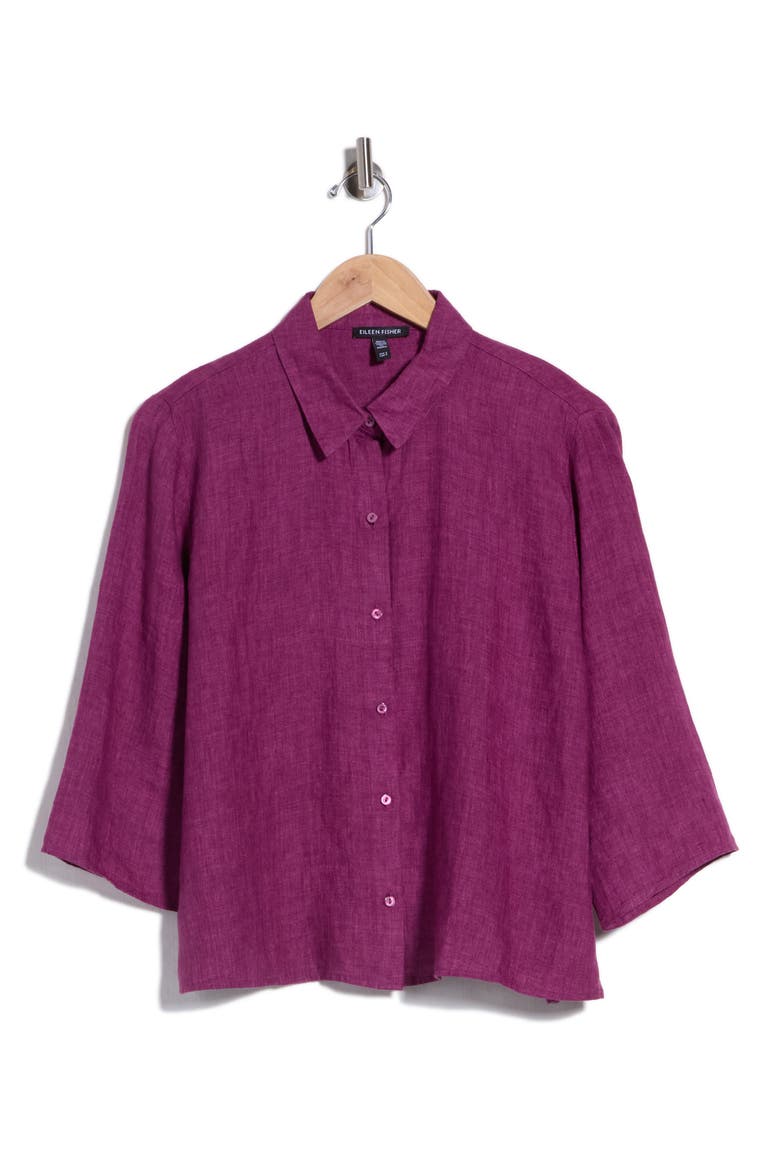 Organic Linen Classic Collar Shirt, Main, color, RASPBERRY