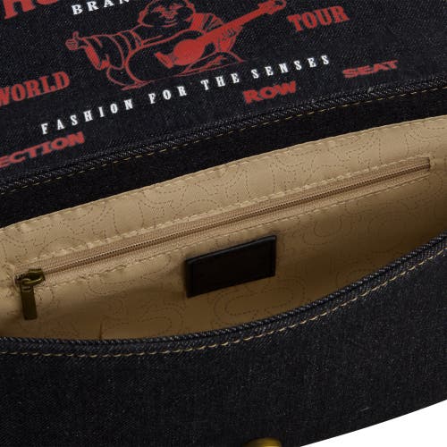 True Religion Denim Brass Hardware Flap In Black