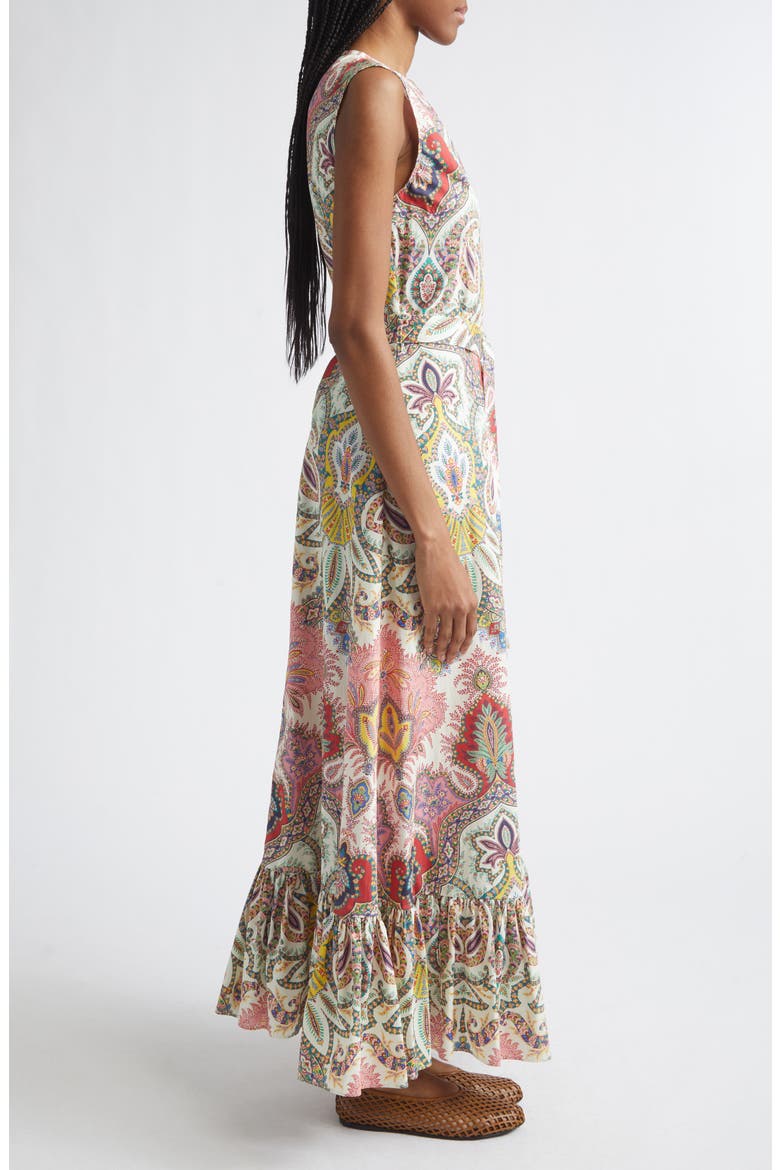 Paisley Print Cotton Maxi Dress, Alternate, color, PRINT ON WHITE BASE