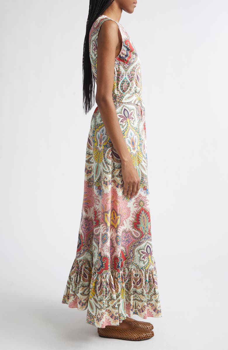 Etro Paisley Print Cotton Maxi Dress, Alternate, color, Print On White Base