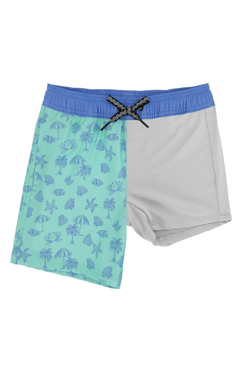 Feather 4 Arrow Kids' Volley Swim Trunks, Alternate, color, Aqua Crystal