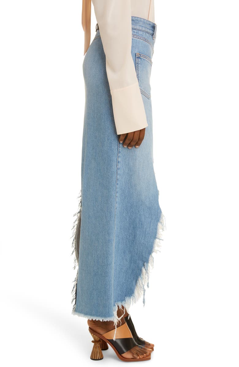 Givenchy Raw Hem Denim Midi Skirt, Alternate, color,