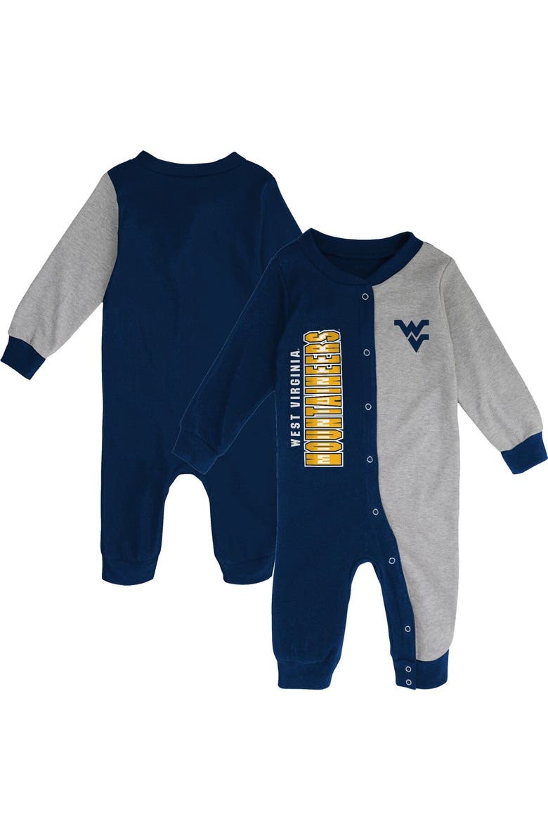 Outerstuff Infant Navy/Heather Gray West Virginia Mountaineers Halftime Two-Tone Sleeper, Main, color, 