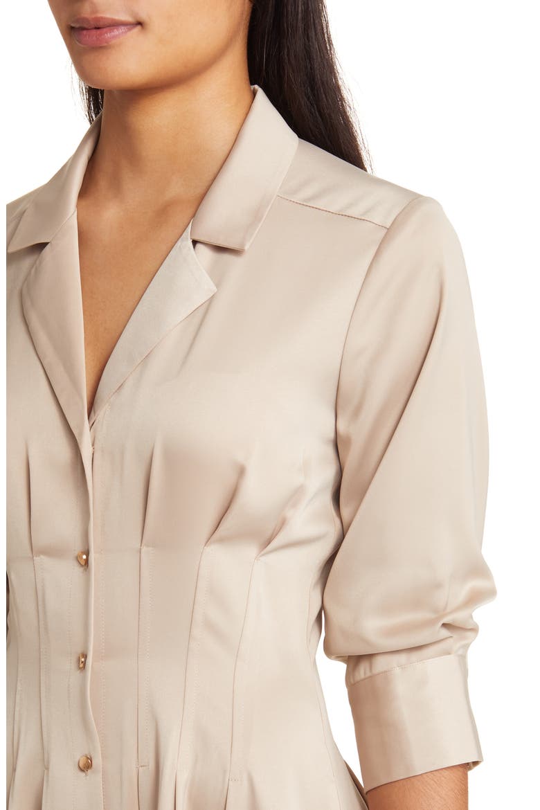Pleat Midi Shirtdress, Alternate, color, TAUPE