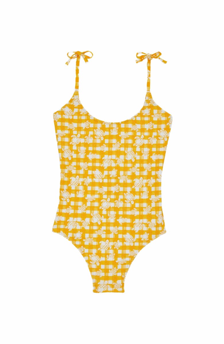 Vilebrequin Kids' Turtles Vichy One-Piece Swimsuit, Main, color, Mangue