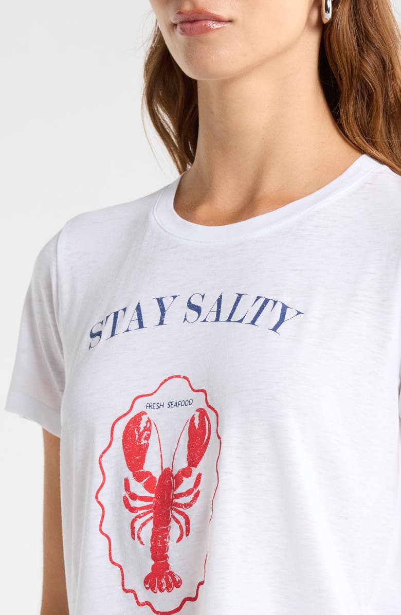 Splendid Stay Salty Graphic Cotton Blend T-Shirt, Alternate, color, Lobster White