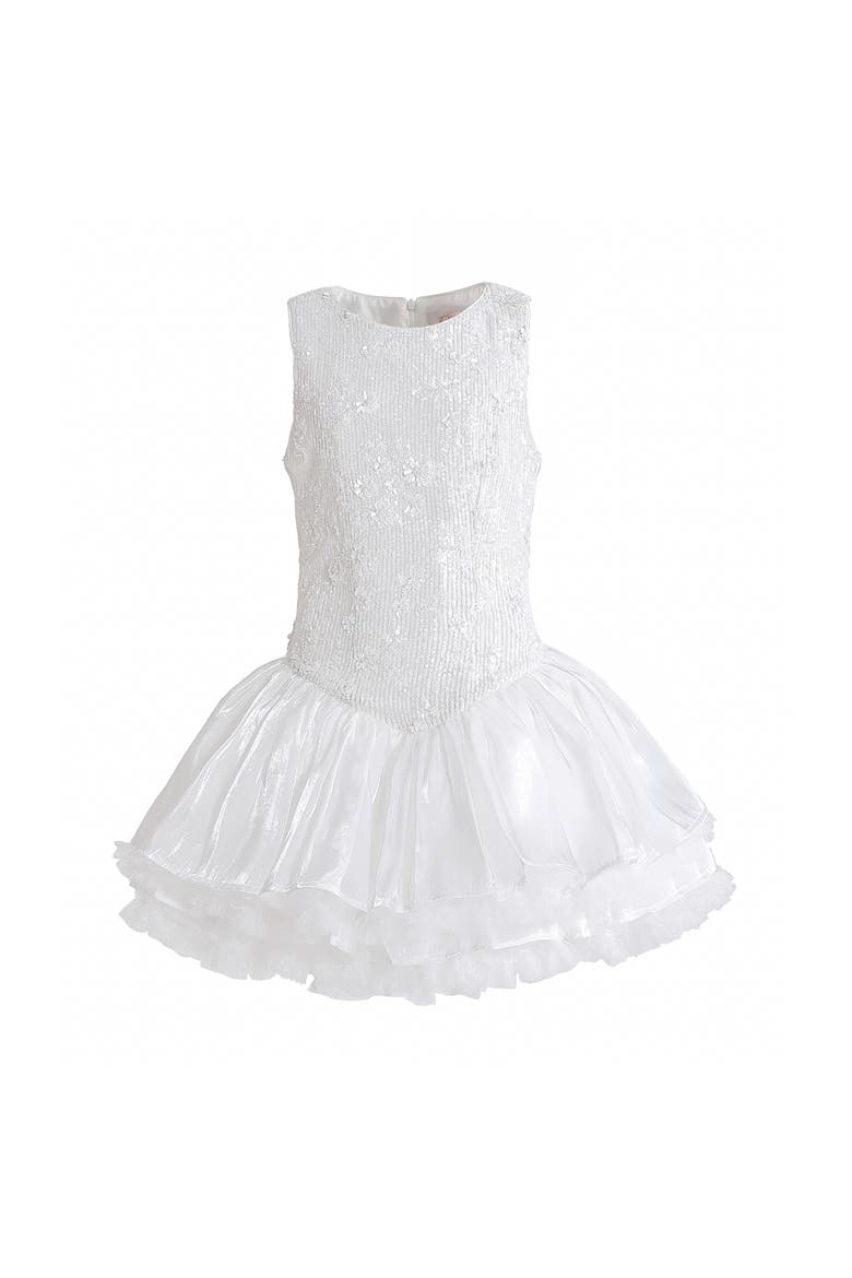 Soraya Floral Tulle Dress, Main, color, White