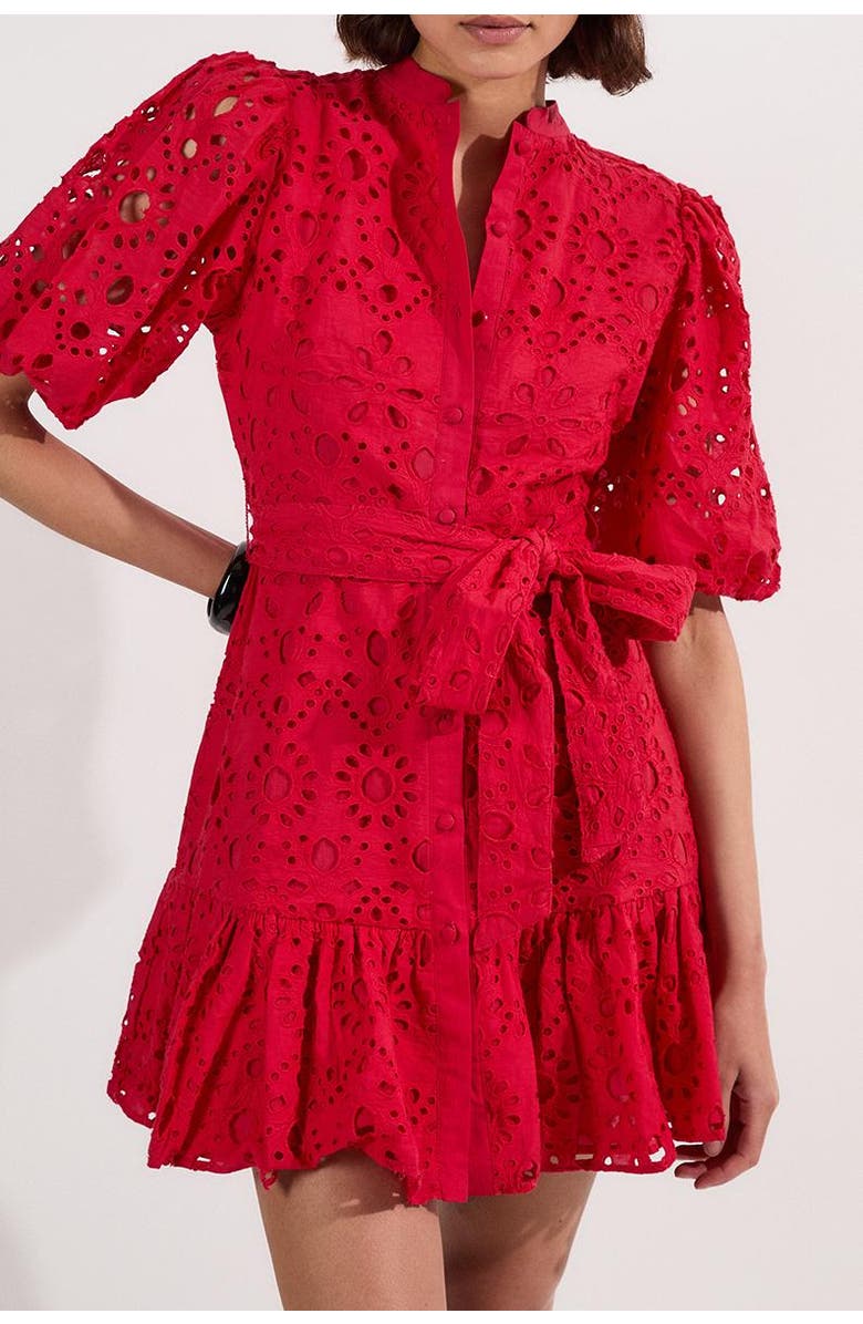 Karen Millen Woven Tie Waist Mini Dress, Alternate, color,