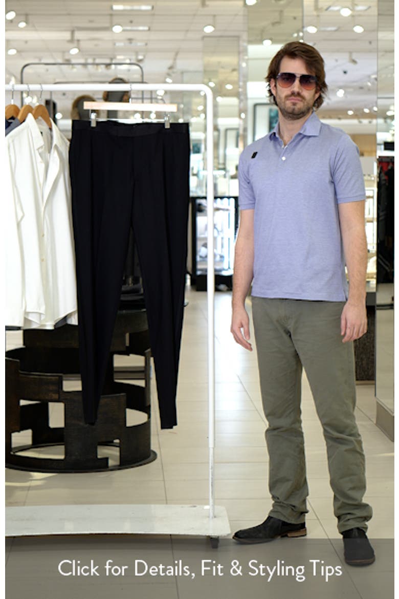 Phoenix Black Flat Front Super 130s Wool Tuxedo Pants video