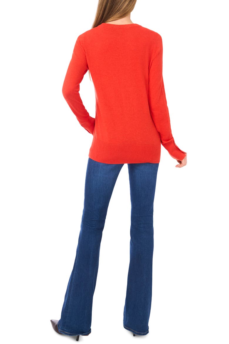 Button Cuff Crewneck Sweater, Alternate, color, POINCIANA