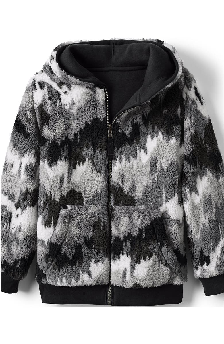 Lands' End Kids High Pile Lined Zip Hoodie, Alternate, color, Black