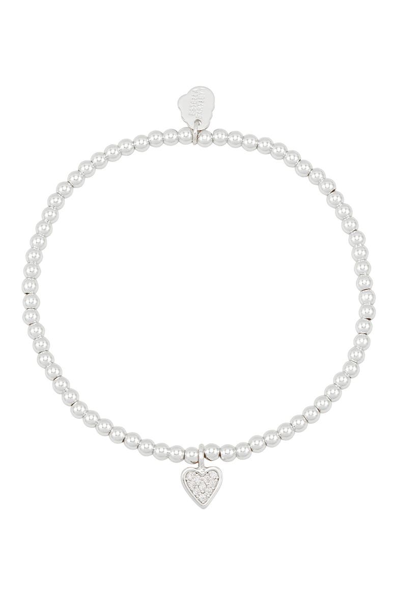 Sienna Pavé Crystal Heart Beaded Stretch Bracelet, Alternate, color, SILVER