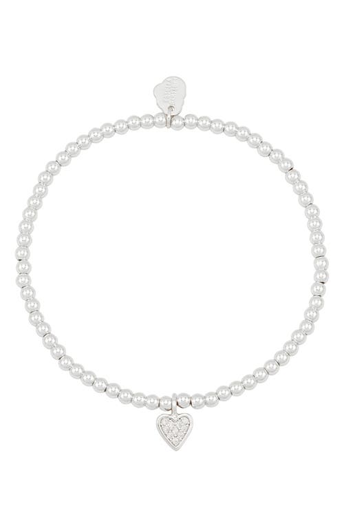 Estella Bartlett Sienna Pavé Crystal Heart Beaded Stretch Bracelet In Silver