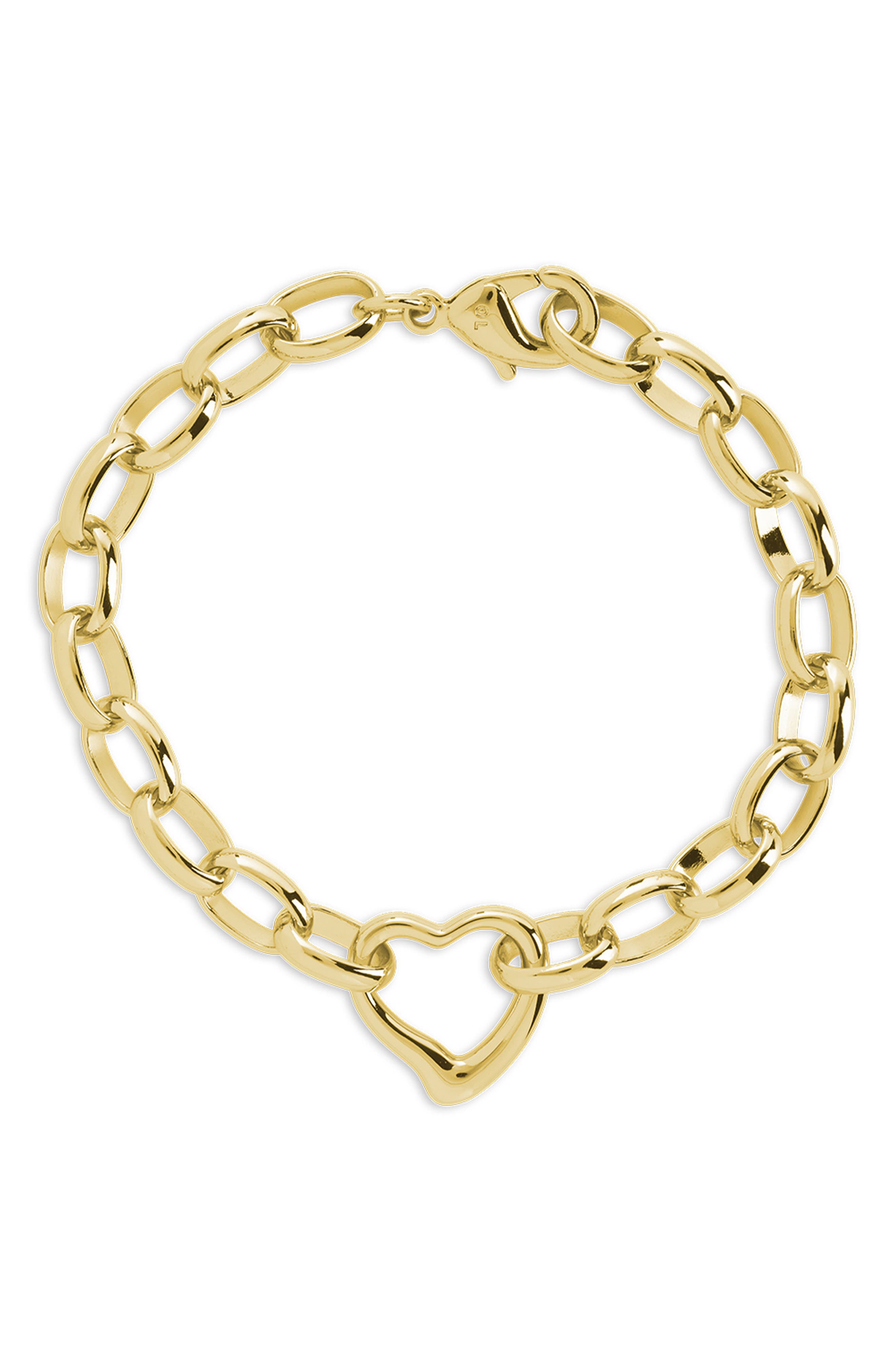 Charlee Polished Heart Link Bracelet
